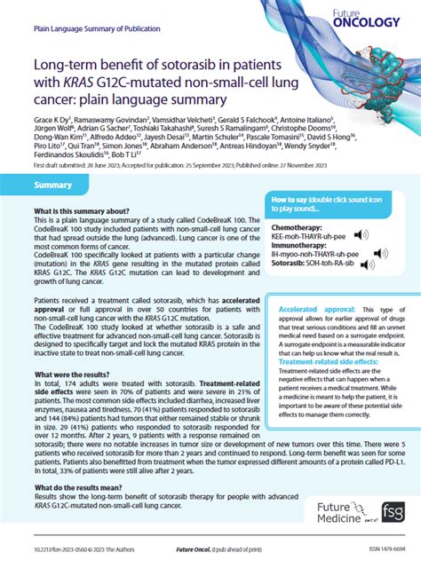 Sotorasib For Kras G12cmutated Nonsmall Cell Lung Cancer