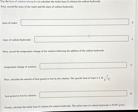 Use The Heat Of Solution Interactive To Calculate The Chegg