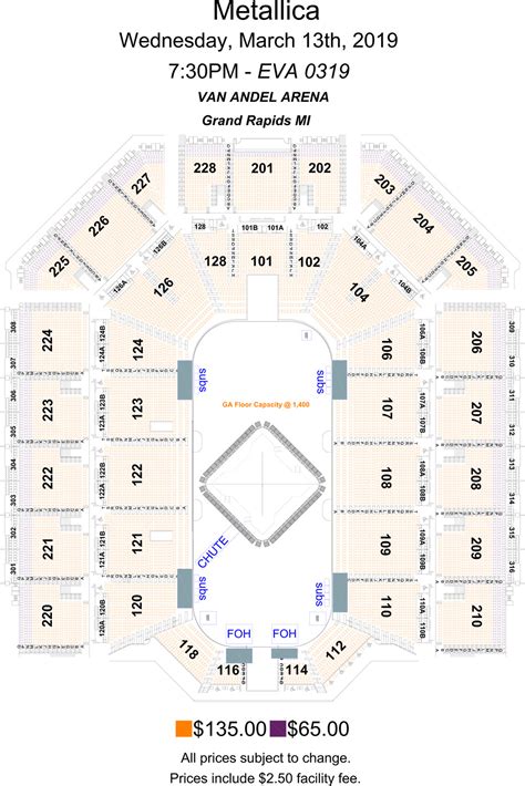 Van Andel Arena Seating Chart View A Visual Reference Of Charts Chart Master