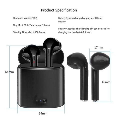 I7S Mini TWS Wireless Bluetooth Earbuds Black