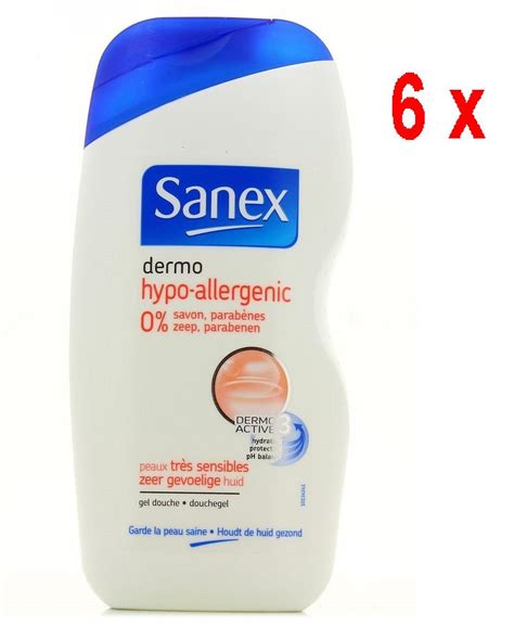 6x Sanex Shower Gel Dermo Hypo Allergenic For Highly Sensitive Or