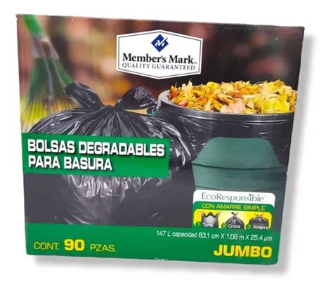 Bolsas Degradables Para Basura Jumbo Pzas Member S Mark Env O Gratis