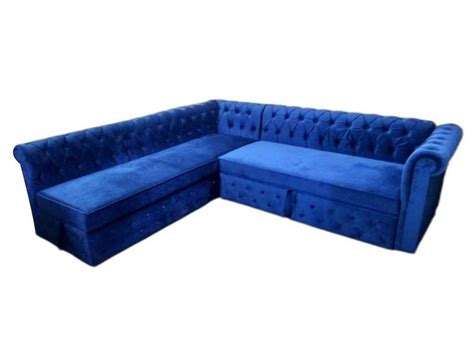 6 Seater Blue Velvet Corner Sofa at Rs 24000/piece in Mumbai | ID ...