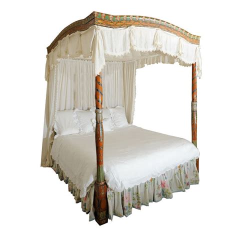 Antique Painted Satinwood Domed Canopy Bed at 1stDibs