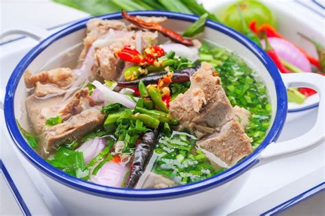 Premium Photo Spicy Pork Bone Soup In Thai Style Is A Clear Pork Bone