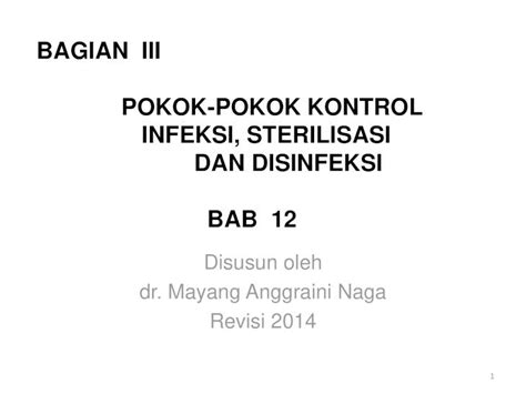 Pdf Pokok Pokok Kontrol Infeksi Sterilisasi Dan Digilib Esaunggul