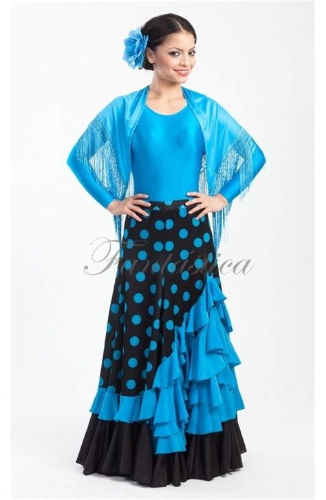 Flamenco And Sevillanas Skirt For Woman Black Skirt With Blue Polka