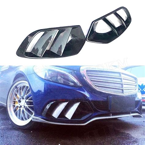 C Class Carbon Fiber Front Bumper Air Vent Outlet Cover Trim Mesh Grill