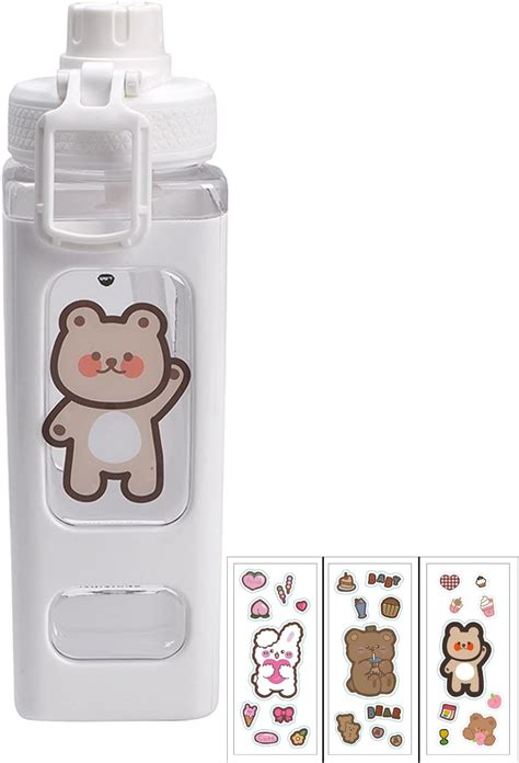 Amazon PEXIZUAN Kawaii Bear Water Bottle With Straw Sport Plastic