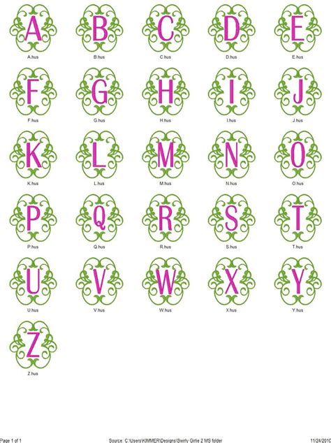 Monogram Machine Embroiery Design Set With Swirls Machine Etsy