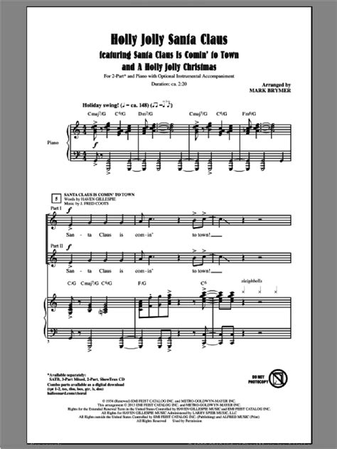 A Holly Jolly Christmas Sheet Music For Choir 2 Part Pdf