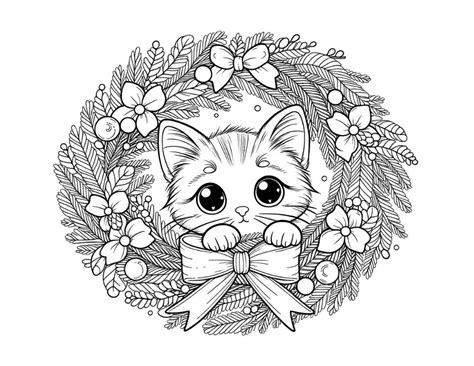 Free Christmas Cat Coloring Pages