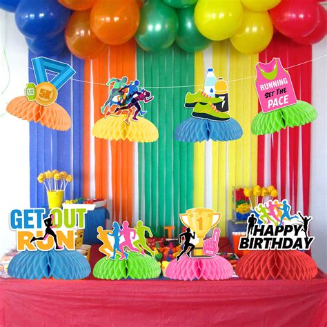 Sport Party Table Decorations 12 Pack Running Honeycomb Centerpieces