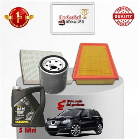 KIT TAGLIANDO FILTRI OLIO PER NISSAN QASHQAI 1 6 84KW 114CV DAL 2009