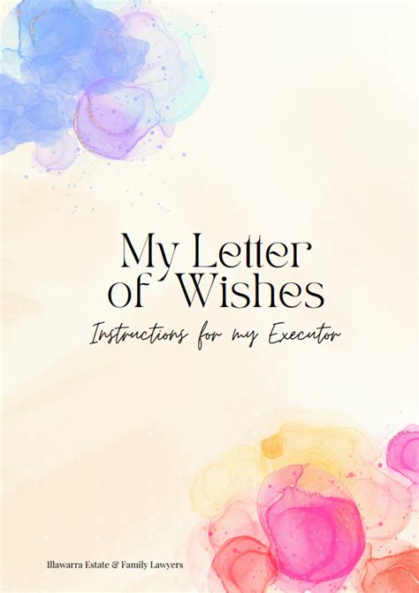 Letter of Wishes Workbook — LD Lawyers