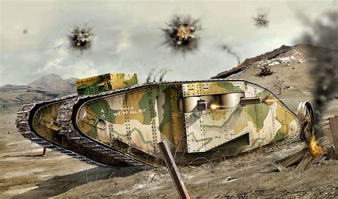 Hd Wallpaper Barbed Wire Female Heavy Tank Mark V The First World