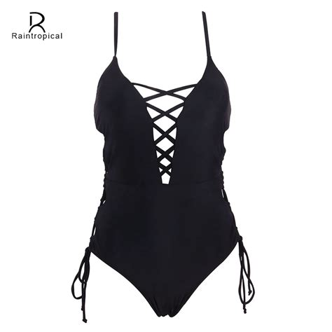 Raintropical 2019 New One Piece Swimsuit Women Swimwear Sexy Bandage