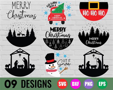 Christmas Round Sign Svg Bundle Christmas Sign Svg Merry Etsy