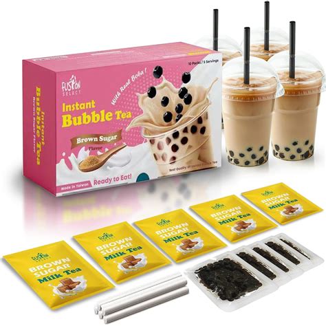 Fusion Select Authentic Bubble Tea Kit Extra Rich Flavor Brown Sugar Tapioca Pearl Straws