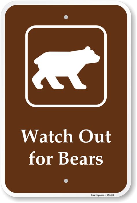 Watch Out For Bears Warning Sign With Symbol, SKU: K2-6496