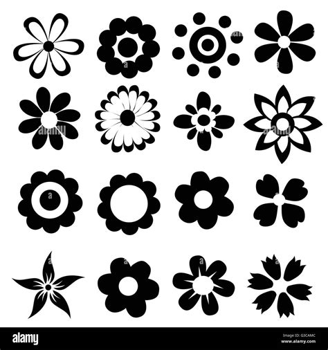 Siluetas De Flores Vectoriales Sencillos Imagen Vector De Stock Alamy