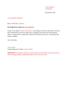 A Sample Repair Letter From Landlord To Tenant Free Template Doc