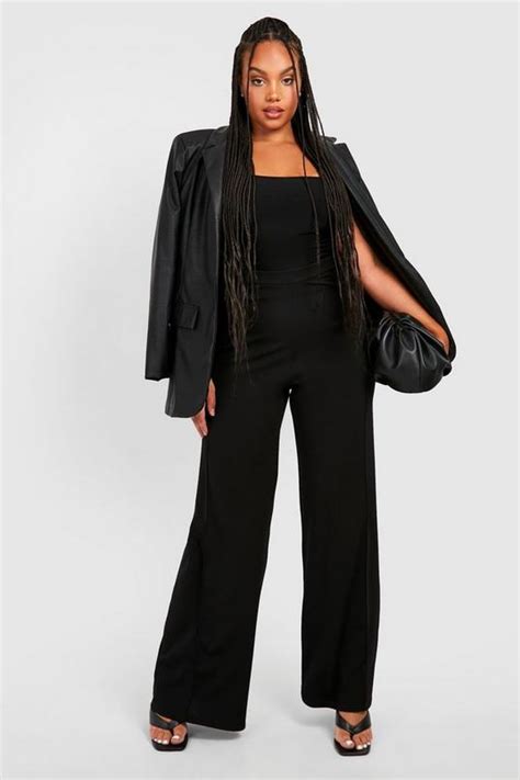 Plus Wide Leg Suit Trousers Boohoo Uk