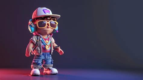 Premium Photo | A cool 3D cartoon character wearing a cap and ...