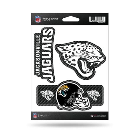 Jacksonville Jaguars Sheet Of 3 Carbon Fiber Triple Spirit Stickers