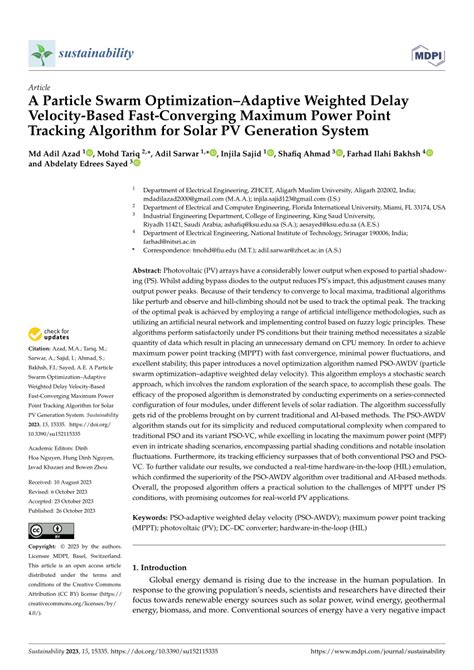 Pdf A Particle Swarm Optimizationadaptive Weighted Delay Velocity