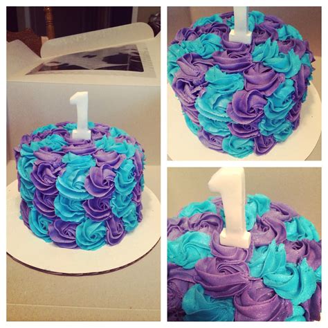 Blue And Purple Rosette Smash Cake Smash Cake Girl Blue Birthday