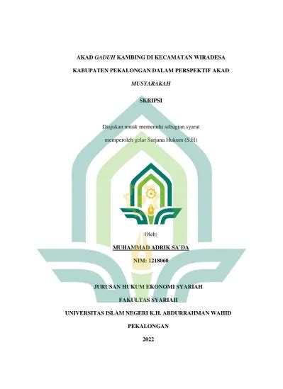 KEMENTERIAN AGAMA REPUBLIK INDONESIA UNIVERSITAS ISLAM NEGERI