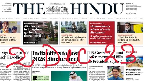 02 December 2023 The Hindu Newspaper Analysis Youtube