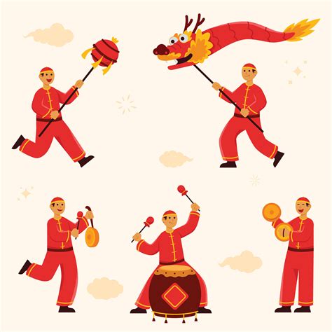 Dragon Dance Performer Character Collection 35152750 Vector Art at Vecteezy