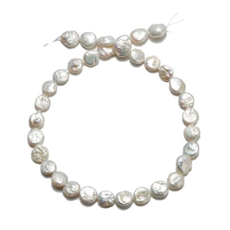 12mm Coin White Freshwater Cultured Pearl Loose Pearls Strand Cfp01 Pearls Loose Pearls