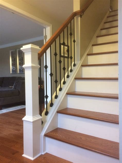 Wood Railing With Wrought Iron Balusters Lux Design And Contracting