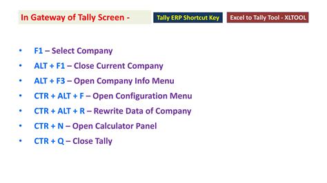 Tally Erp 9 Shortcut Keys Ppt