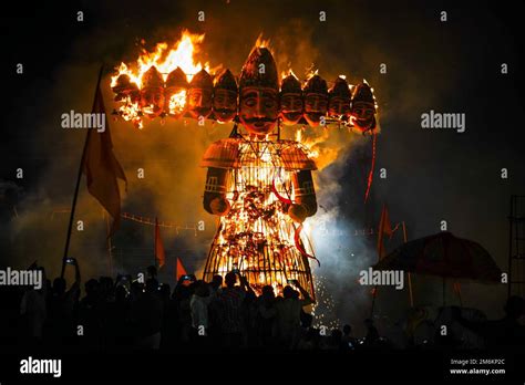 Ravan Dahan, according to Hindu culture, Effigies of Ravana are burned ...