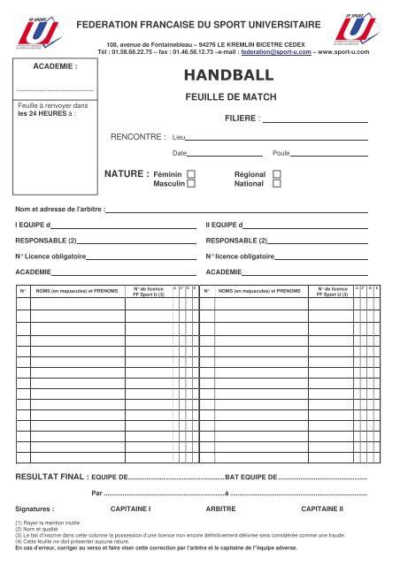 Feuille De Match Hand Pdf