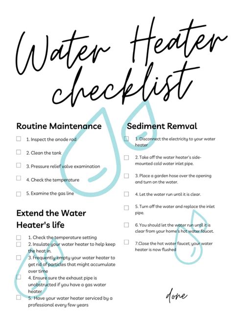 Water Heater Maintenance Checklist January 2024