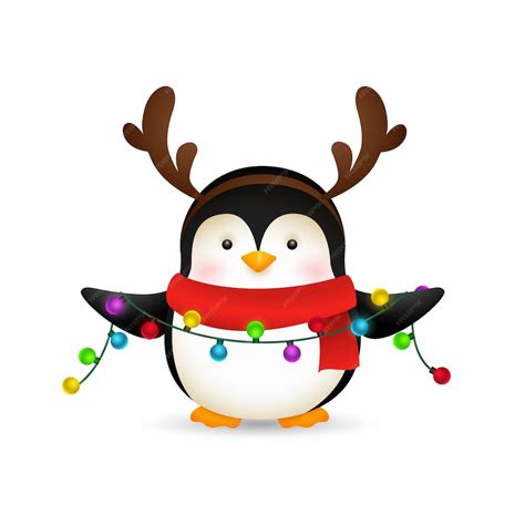 Милый пингвин празднует рождество | Бесплатно векторы