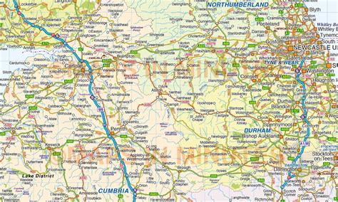 north england county road and rail map @500,000 scale in illustrator ...