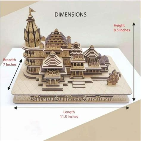 Mdf Natural Polish Ayodhya Ram Mandir D Model At Rs Piece In