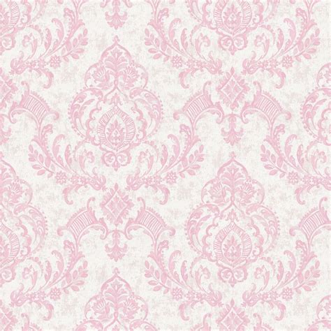 Pink Painted Damask Fabric By The Yard Victorian Wallpaper Pink