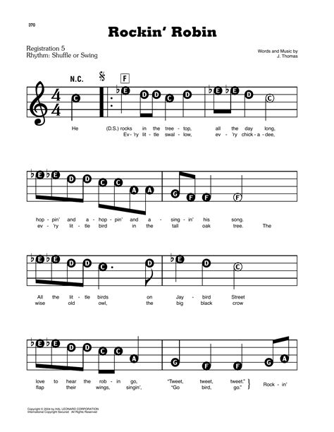 Rockin Robin By Bobby Day Sheet Music For E Z Play Today At Sheet