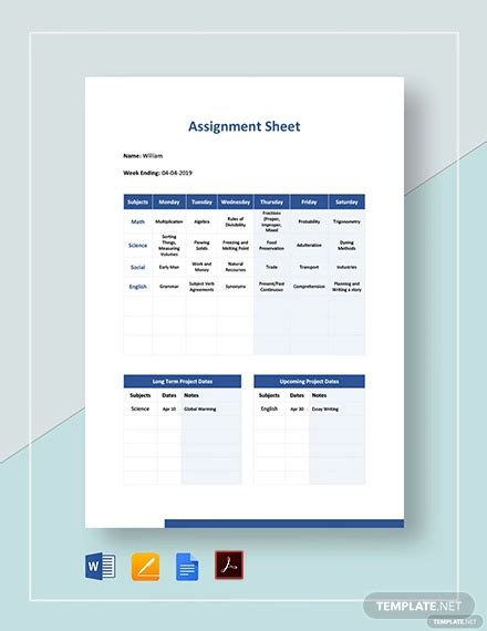 Assignment Sheet 12 Examples Format Pdf