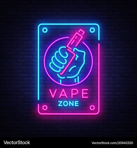 Zone Vaping Neon Sign Template Light Royalty Free Vector