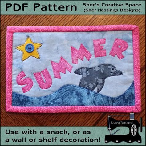 Pdf Pattern For Summer Mug Rug Beach Mug Rug Pattern Dolphin Mini