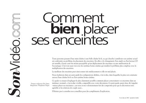 Pdf Comment Bien Placer Ses Enceintes Son Vid O La Placer