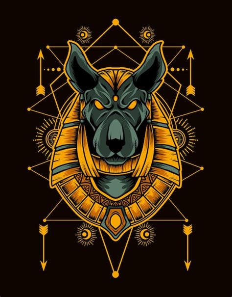 Anubis con geometría sagrada Vector Premium